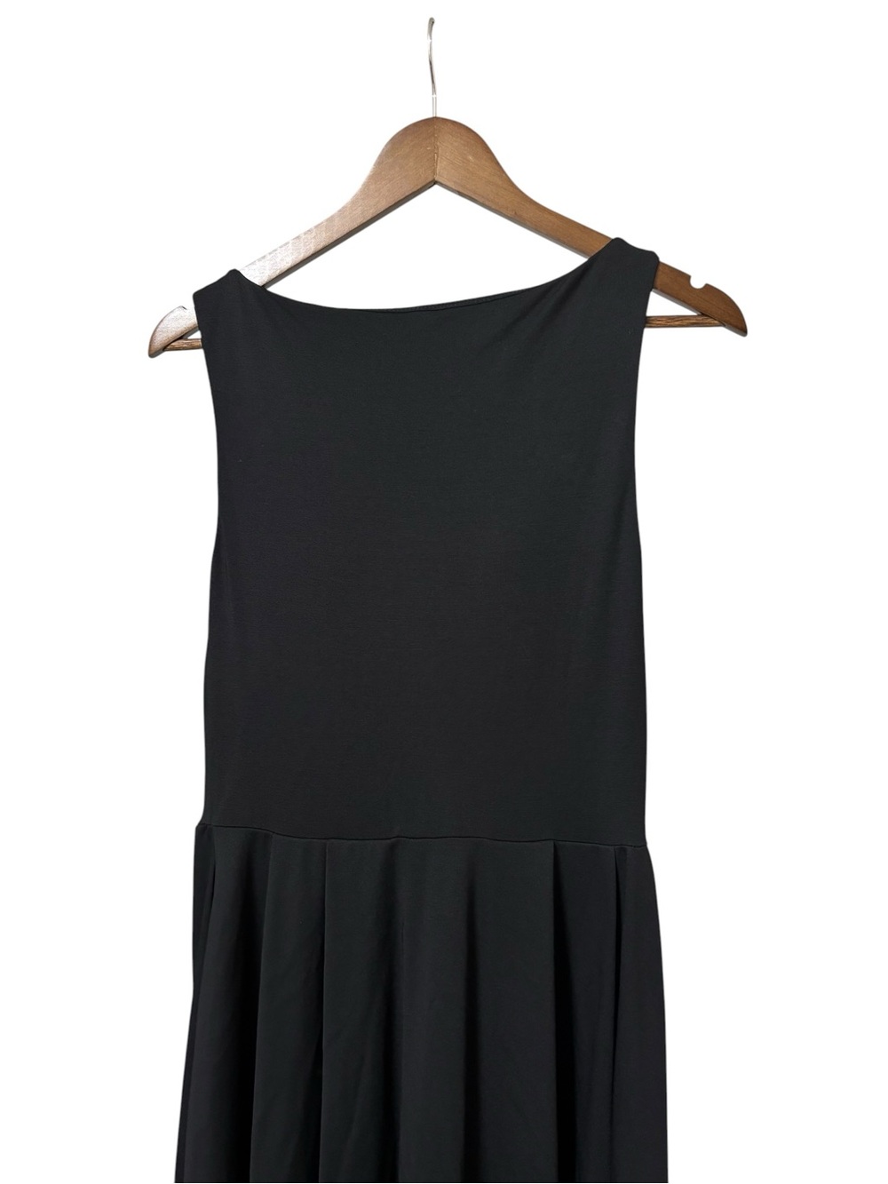 OGL Black sleeveless bamboo sculpting stretch ponte boatneck chic midi dress L - Picture 13 of 16